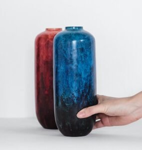 Florero de ceramica azul